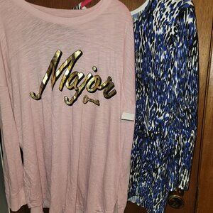 Pink Flirtitude Active JR Oversize Open Keyhole Shirt 1X + Grace Element Cardiga